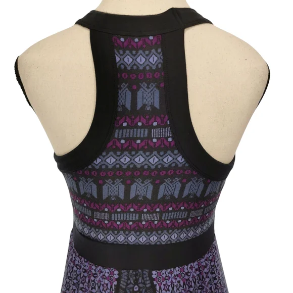 Athleta Rio Racerback Scoop Neck Maxi Dress in Blue/Purple/Black - Sz M - Picture 4 of 8